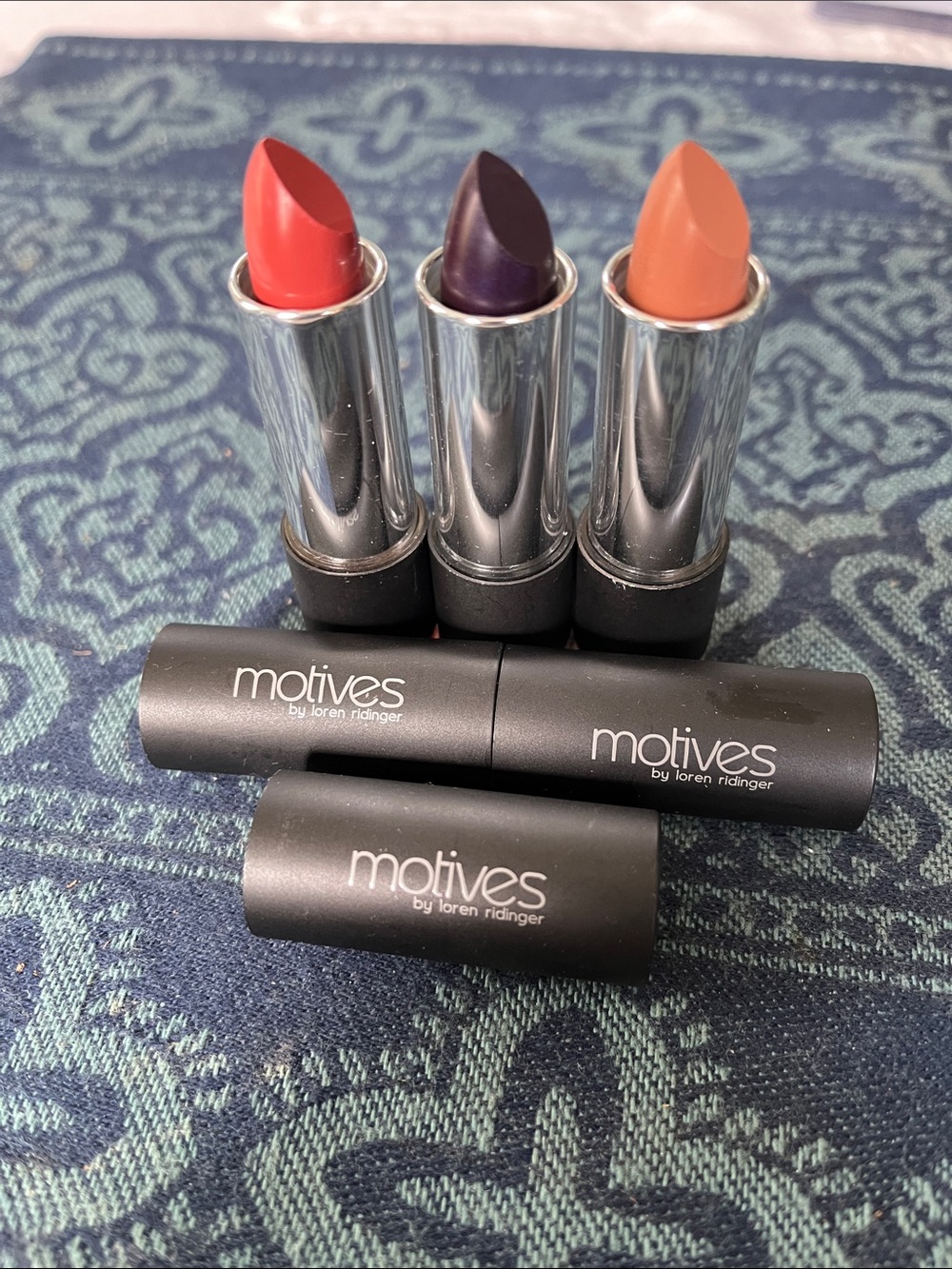 Motives Women Makeup Lipstick Trio - Red, Purple, Peach